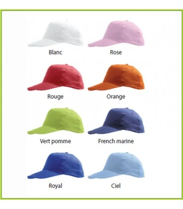 casquette enfant brodéé différents coloris