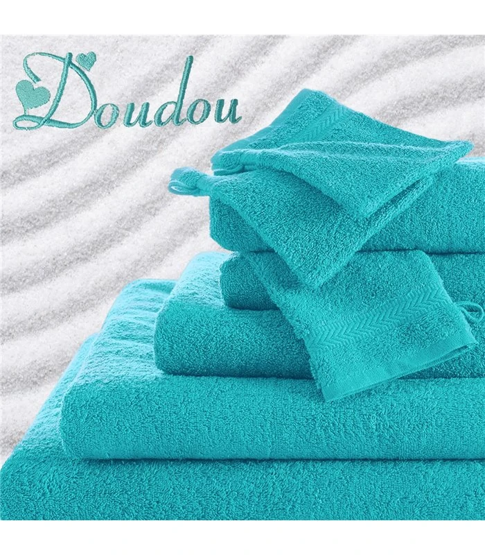 Drap bain personnalisé bleu aqua