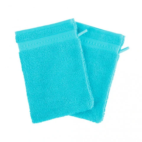 gant de toilette bleu aqua