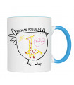 Mug Personnalisé "Maman Poule" avec Dessin d'Enfant – Intérieur Bleu