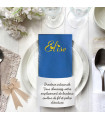Serviette de table brodée bleu azur