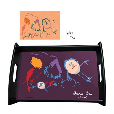 grand plateau imprimé avec dessin enfant