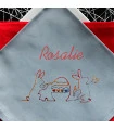 Serviette brodée paques et lapin