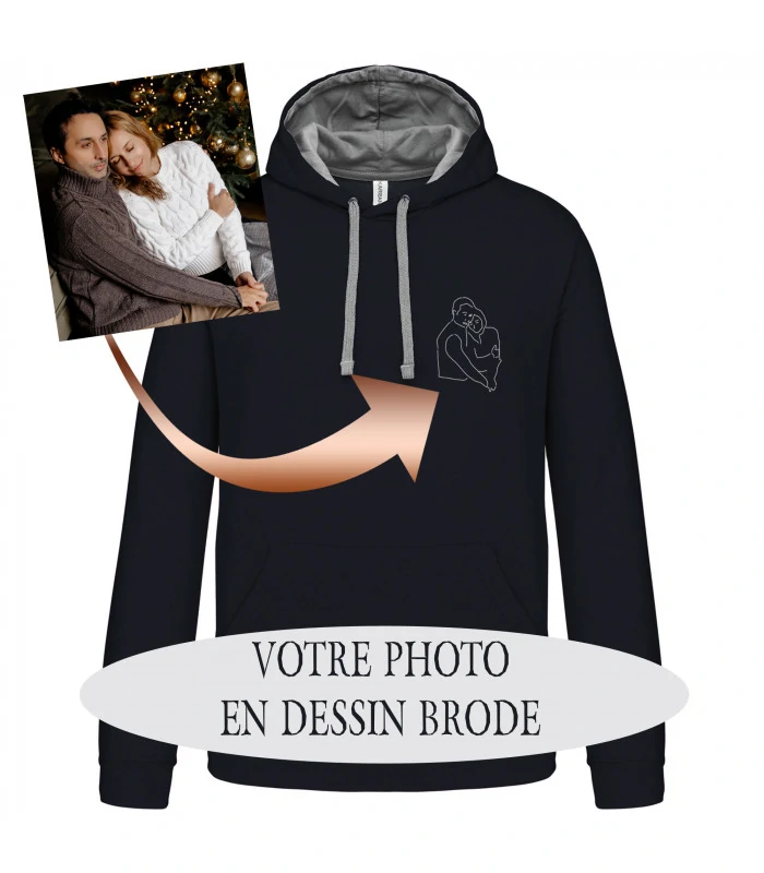 Sweat capuche brodé depuis photo