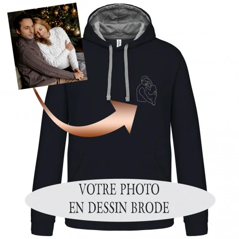 sweat shirt capuche brodé à partir photo