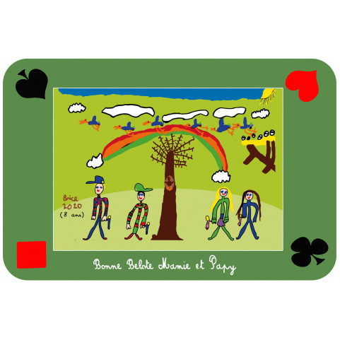 tapis de jeu belote avec dessin