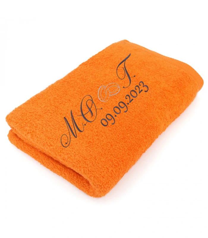 Serviette de toilette brodée orange