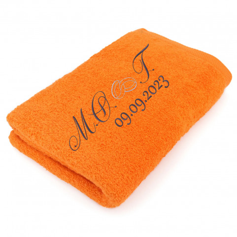 serviette de toilette brodée orange