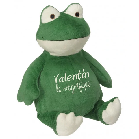 grenouille en peluche brodée