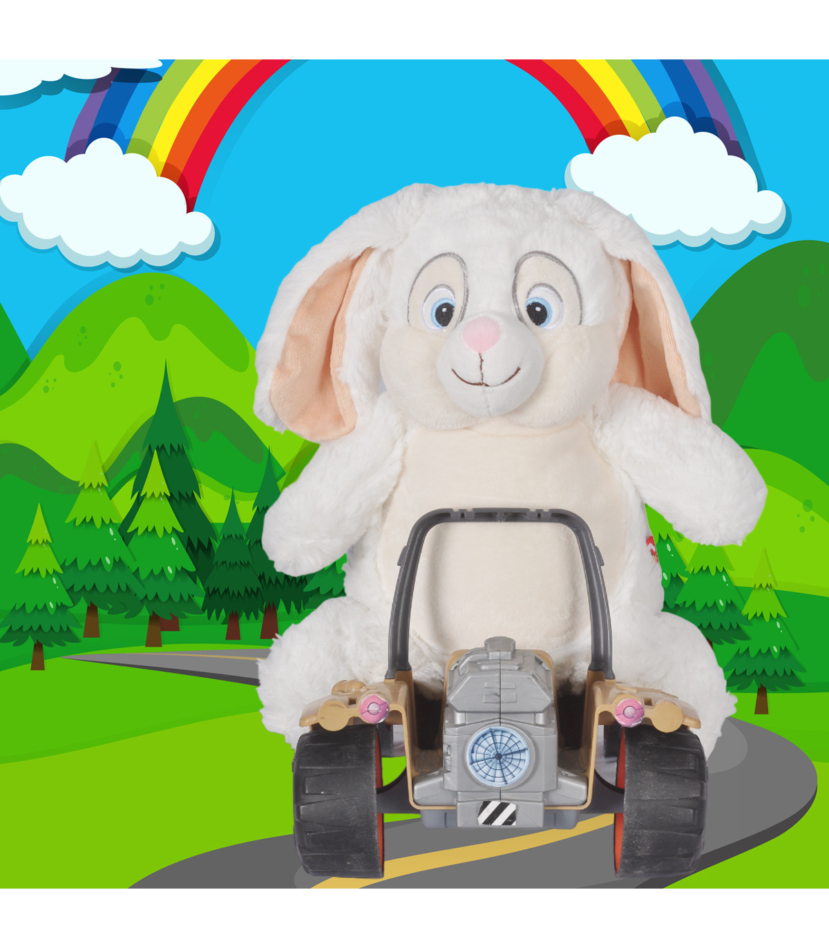 Peluche de lapin tout blanc brodée et personnalisée au préno