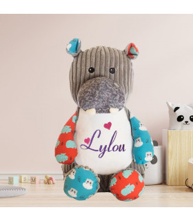 hippopotame brodé et personnalisé