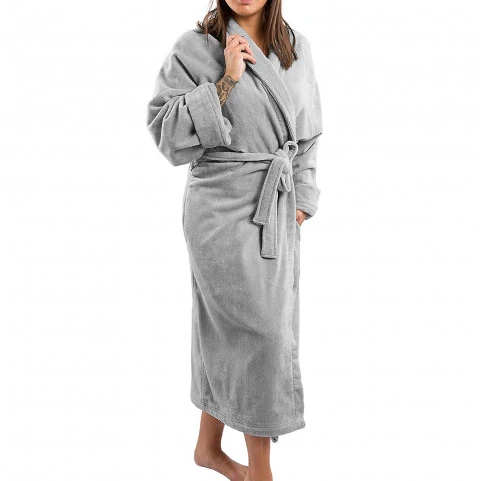 Peignoir personnalisé velours greige