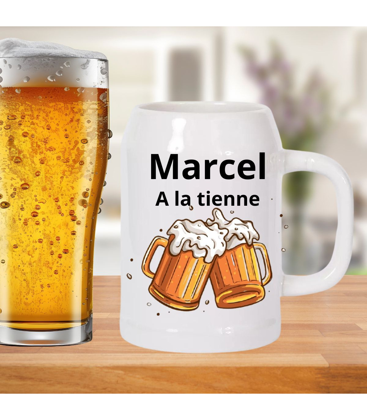 Chope à Bière Personnalisée Avec Nom Gravé - Cadeau Anniversaire/Père 0,3L Verre Cristal