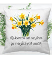 Coussin fleurs jonquilles personnalisé