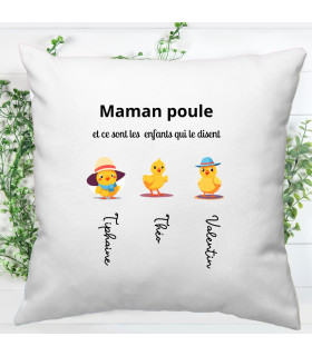 coussin personnalisé maman poule