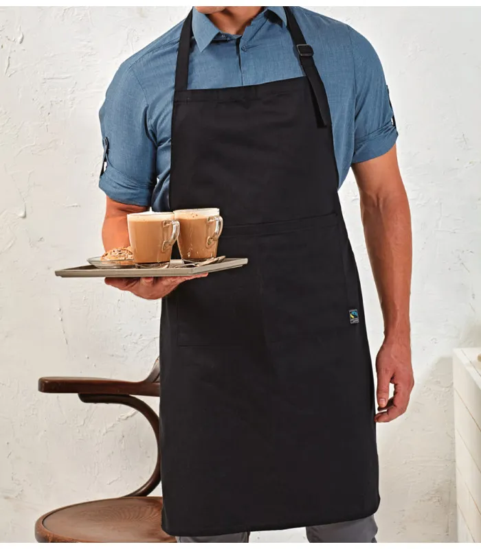 Tablier de cuisine noir avec poche brodé