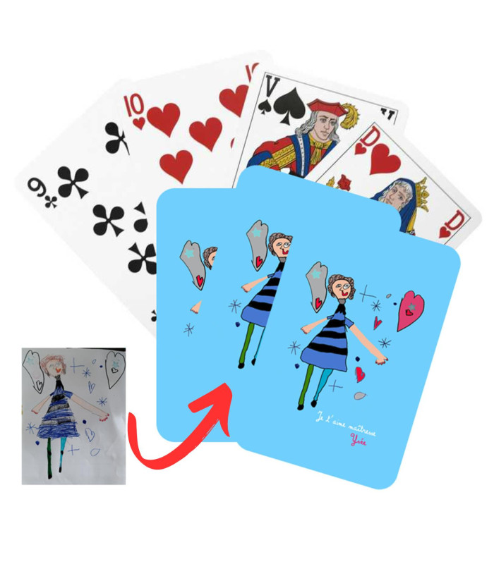 Jeu de cartes avec dessin enfant sublimé