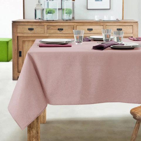 Serviette de table brodée rose clair