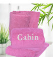 Drap de bain brodé rose clair