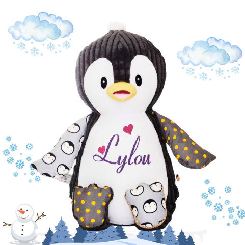 peluche pingouin personnalisée avec broderie