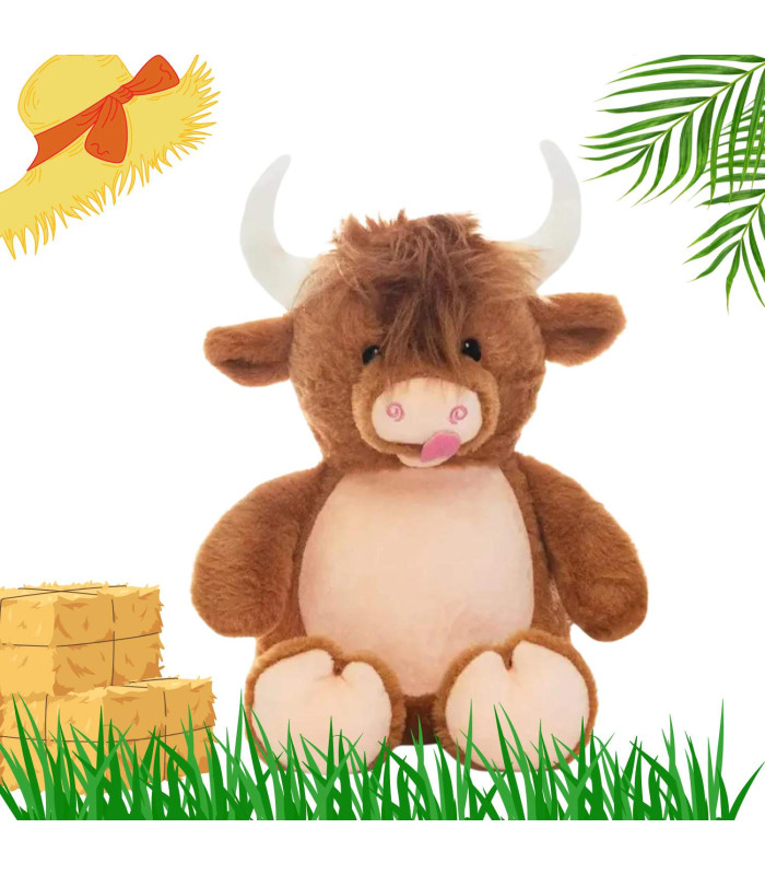 Peluche vache taureau avec corne personnalisée