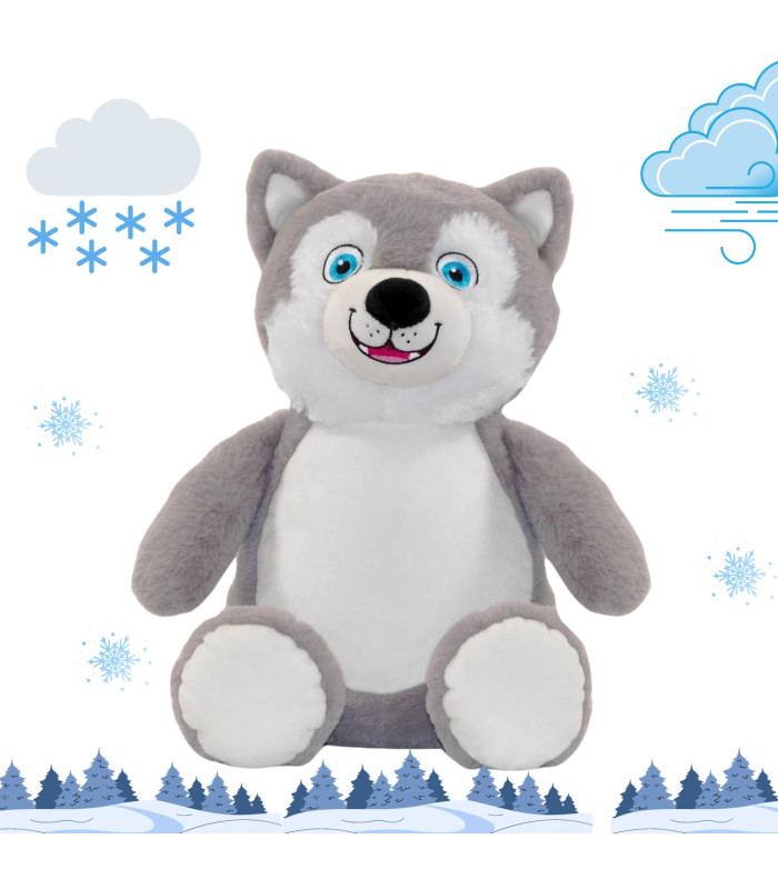 Peluche Chien loup husky brodé et personnalisé