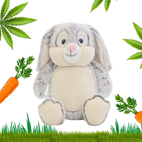 lapin gris en peluche