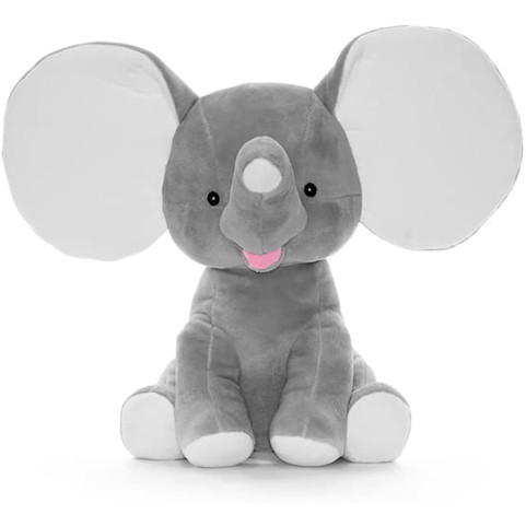 Elephant peluche couleur gris brodé avec prénom