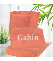 Drap de bain orange brodé au prénom