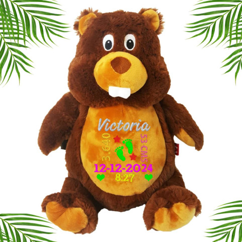 Peluche castor brodé avec prénom enfant