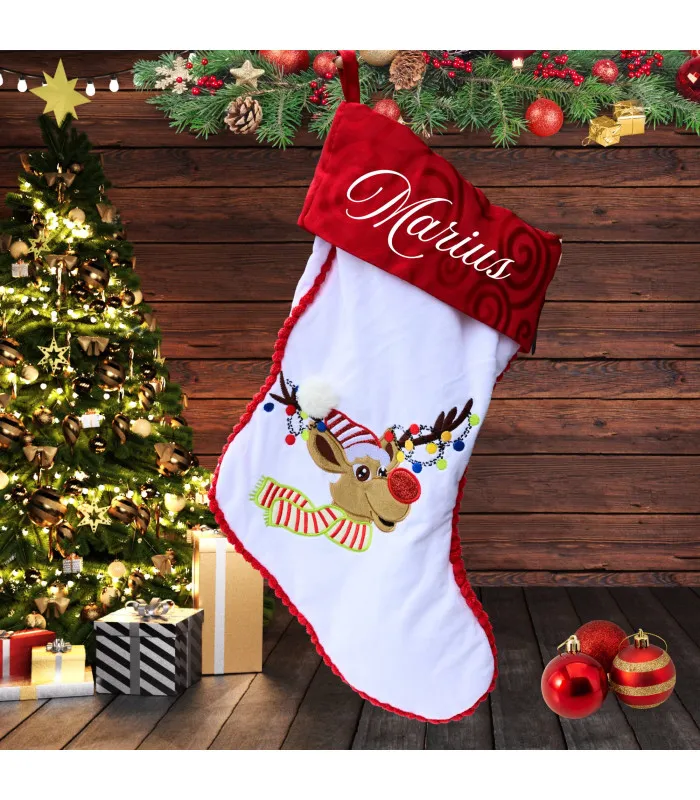 Chaussette de  noel brodée prénom