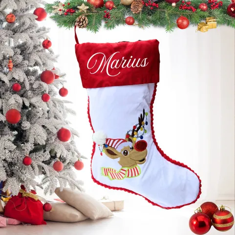 Chaussette de  noel brodée prénom