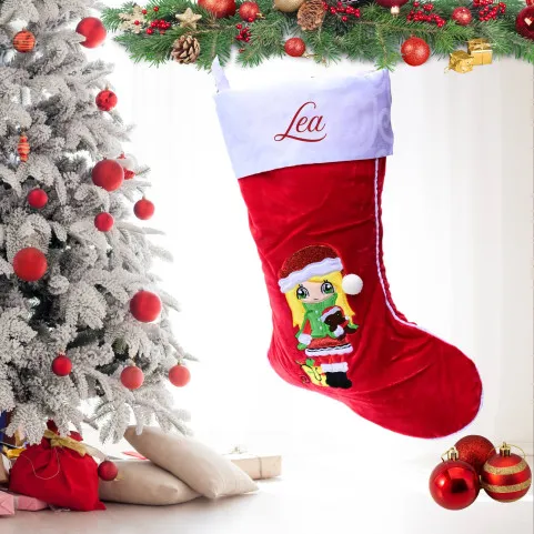 Chaussette de  noel brodée prénom