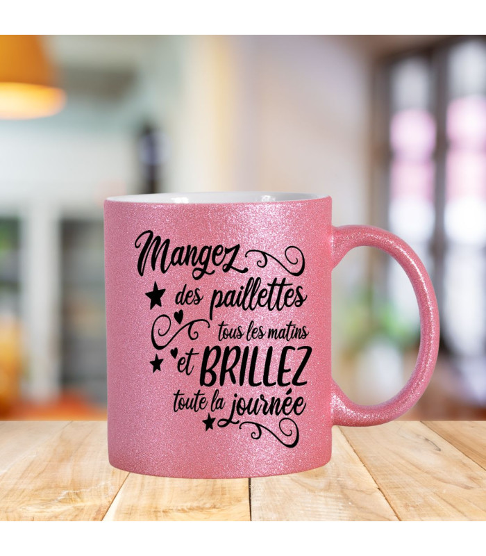 Mug paillettes rose pour briller