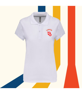 polo femme blanc manches courtes brodée