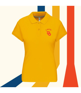 polo femme jaune brodé