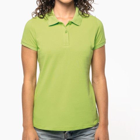Polo femme brodé sable