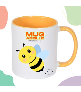 mug personnalisé intérieur jaune
