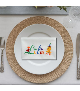 serviette de table brodée enfant