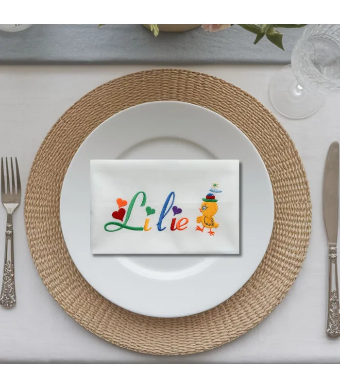Serviette de table brodée enfant