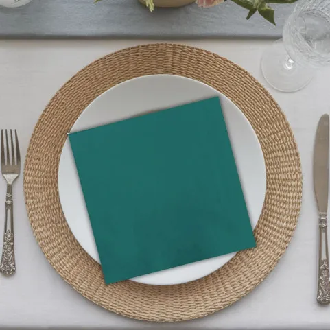 serviette de table personnalisée bleu celagon