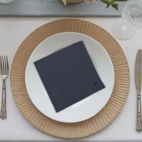 serviette de table personnalisée gris fonce