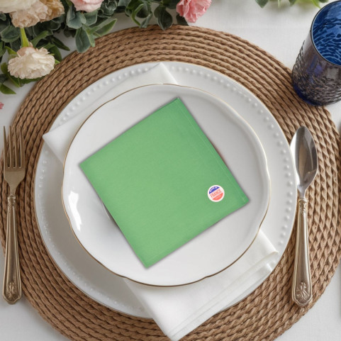 broderie sur serviette de table vert clair