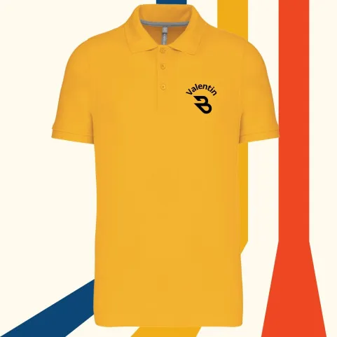polo personnalisé jaune avec broderie prénom