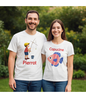 lot de tee shirt homme et femme peche