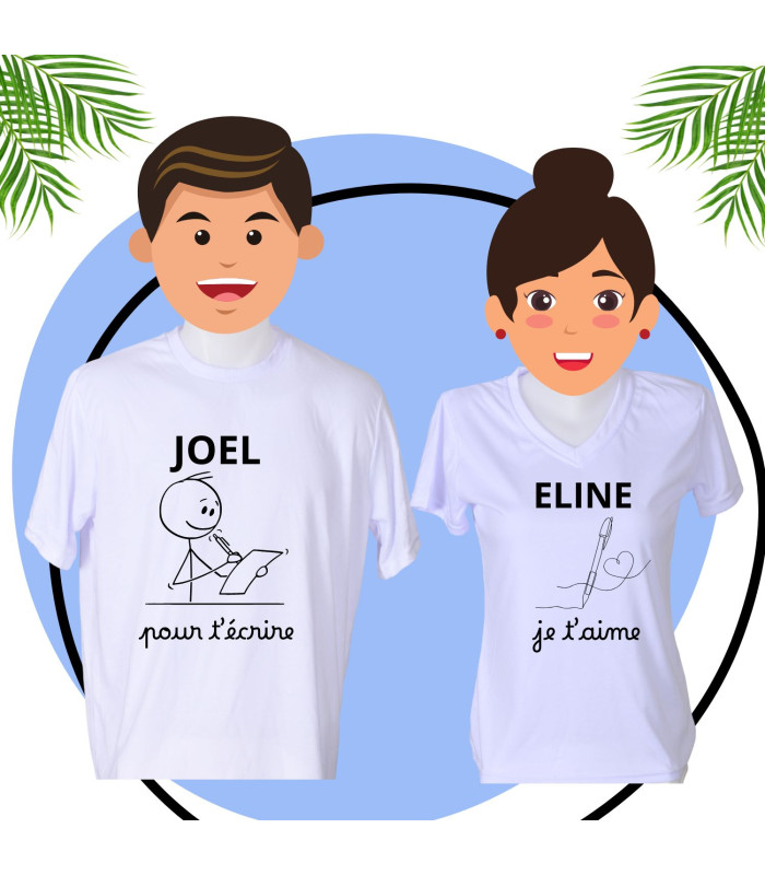 Lot tee shirt pour t'écrire je t'aime