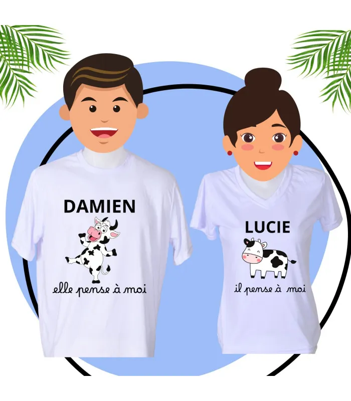 Tee shirt vaches elle pense à moi