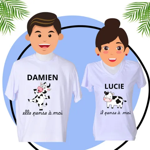 tee shirt vache elle pense à moi