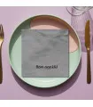 Serviette de table brodée grise prénom