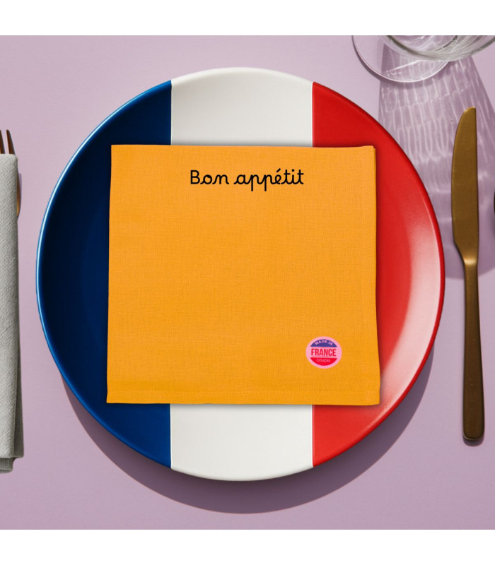 Serviette de table brodée fabrication française